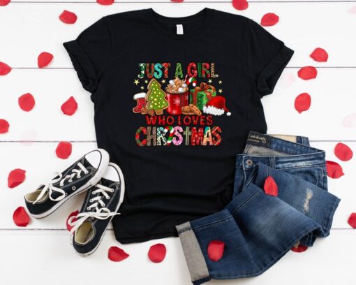 Just A Girl Who Loves Christmas Shirt, Women's Christmas Shirt, Christmas Gift Shirt, Christmas Lover Shirt, Holiday Shirt