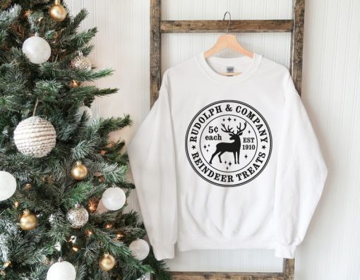 Christmas Reindeer Sweatshirt, Deer Christmas Sweater, Cute Holiday Clothing, Merry Christmas Pullover