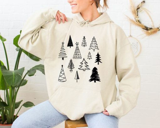 Christmas Trees Hoodie, Trees botanical Hoodie, Christmas hoodie, Christmas graphic, Christmas gift