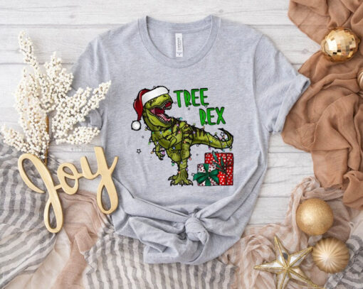 Christmas Dinosaur Santa Shirt, T-rex Christmas Outfits, Christmas Gifts for Kids T-rex Shirt, Christmas Gifts