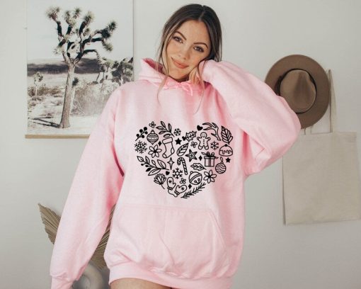 Christmas Heart Hoodie, Christmas Hoodie, Christmas gift, hoodie gift, Christmas graphic, Hoodie graphic