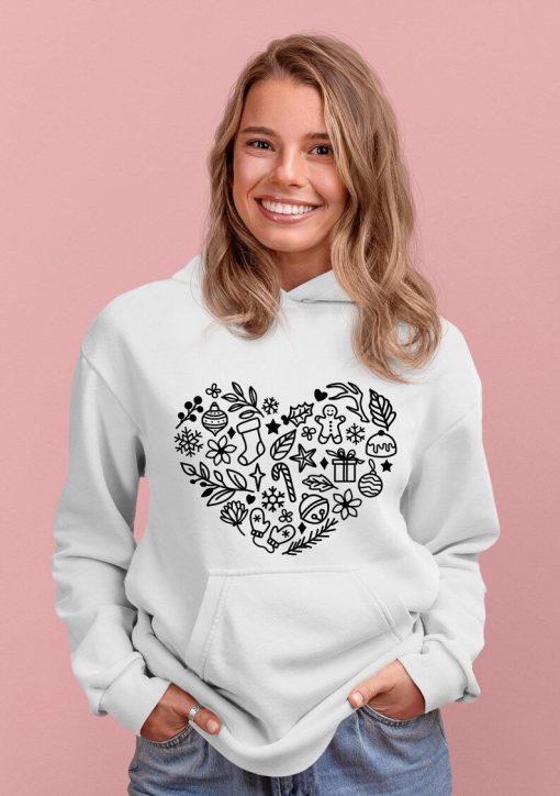 Christmas Heart Hoodie, Christmas Hoodie, Christmas gift, hoodie gift, Christmas graphic, Hoodie graphic