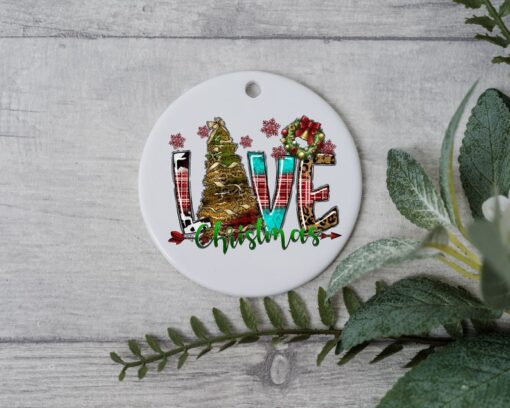 Love Christmas Ornament, Jolly Wish, Happy New Year Ornament, Holidays Ornament, Custom Christmas Ornament