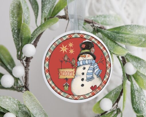 Welcome Snowman Ornament, Snowman Ornament, Custom Christmas Ornament, Christmas Keepsake Ornament