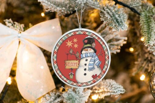 Welcome Snowman Ornament, Snowman Ornament, Custom Christmas Ornament, Christmas Keepsake Ornament