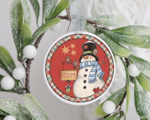 Welcome Snowman Ornament, Snowman Ornament, Custom Christmas Ornament, Christmas Keepsake Ornament