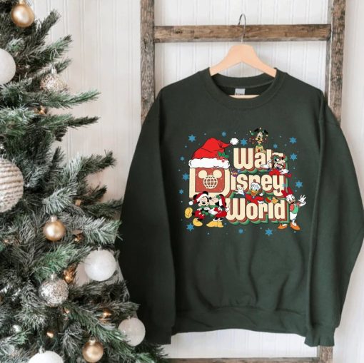 Vintage Walt Disney World Christmas Sweatshirt, Mickey and Friends Christmas Sweatshirt, Disney Family Christmas Shirt