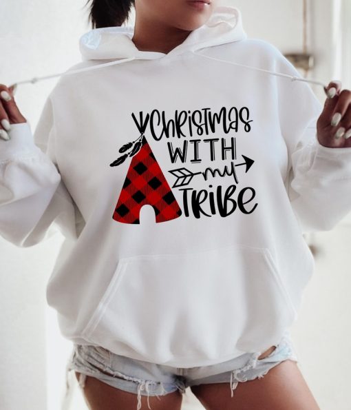 Christmas With my Tribe Hoodie, Christmas hoodie, Christmas family Hoodie, Christmas gift hoodie, Christmas graphic hoodie