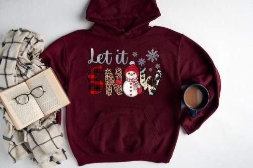 Let it snow hoodie, Snowman Hoodie, Christmas hoodie, Christmas gift hoodie, Snowman graphic hoodie