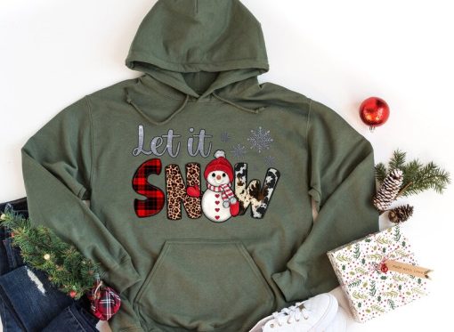 Let it snow hoodie, Snowman Hoodie, Christmas hoodie, Christmas gift hoodie, Snowman graphic hoodie