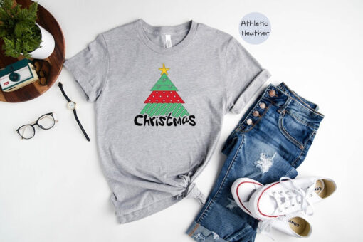 Christmas Tree Shirt, Holiday T-Shirt, Cute Christmas Shirt, Women Holiday Shirt, Xmas Tree Shirt, Christmas Gift