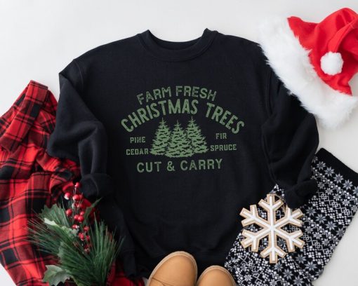 Farm Fresh Christmas Trees Shirt, Pine Spruce Fir, Christmas Gift Ideas, Holiday Shirt, Christmas Sweatshirt