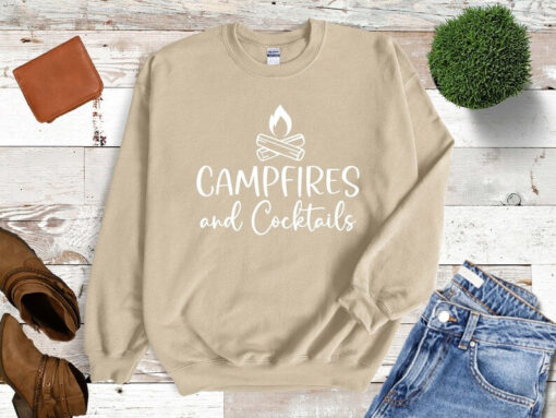 Campfires and Cocktails, Camping Sweatshirt, Camping Sweater, Gift for Camper, Camping Gift