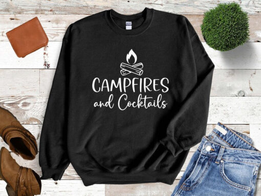 Campfires and Cocktails, Camping Sweatshirt, Camping Sweater, Gift for Camper, Camping Gift