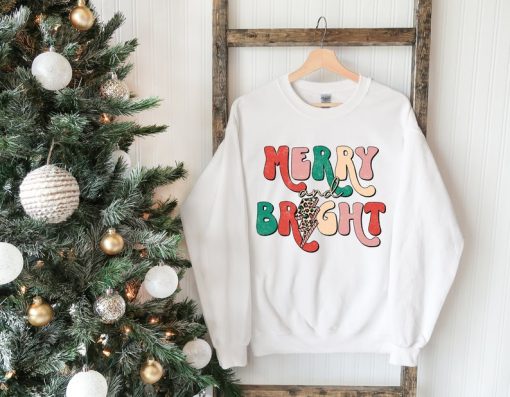 Merry and Bright Christmas Sweat, Christian Christmas Sweatshirt, Christmas Women Sweater