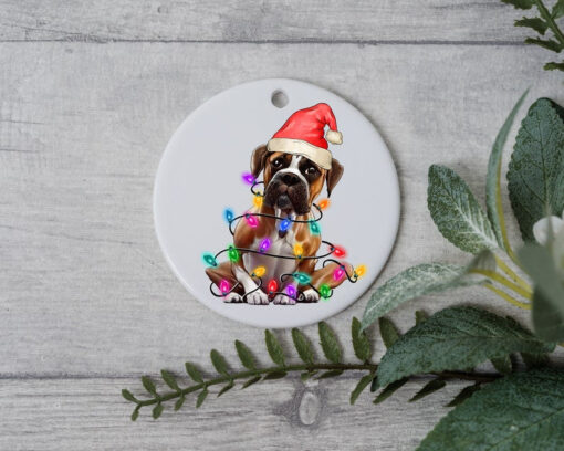 Boxer Christmas Light, Personalized Pet Ornament With Name, Custom Dog Christmas Ornament