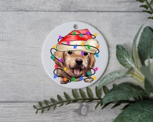 Golden Retriever Christmas Light, Personalized Pet Ornament, Custom Dog Christmas Ornament, Personalized Ornament