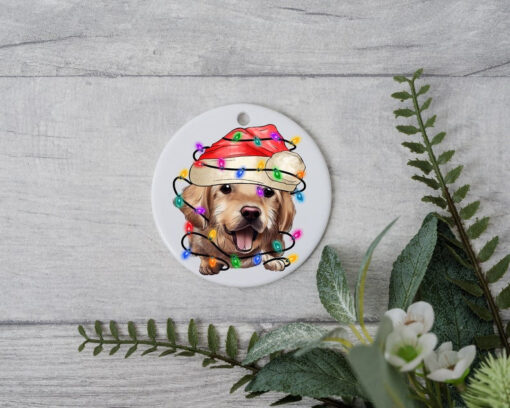 Golden Retriever Christmas Light, Personalized Pet Ornament, Custom Dog Christmas Ornament, Personalized Ornament