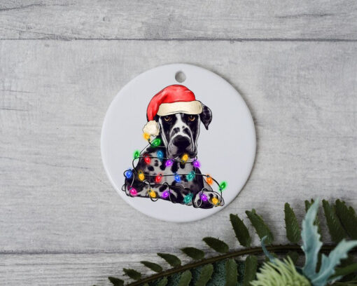 Great Dane Christmas Light, Personalized Pet Ornament W/ Name, Custom Dog Christmas Ornament, Personalized Ornament