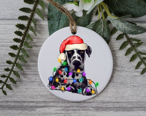 Great Dane Christmas Light, Personalized Pet Ornament W/ Name, Custom Dog Christmas Ornament, Personalized Ornament