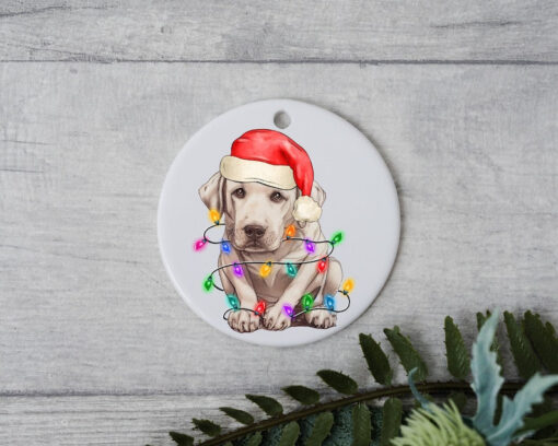 Labrador Retriever Christmas, Personalized Pet Ornament, Custom Dog Christmas Ornament, Personalized Ornament, Dog Santa Hat