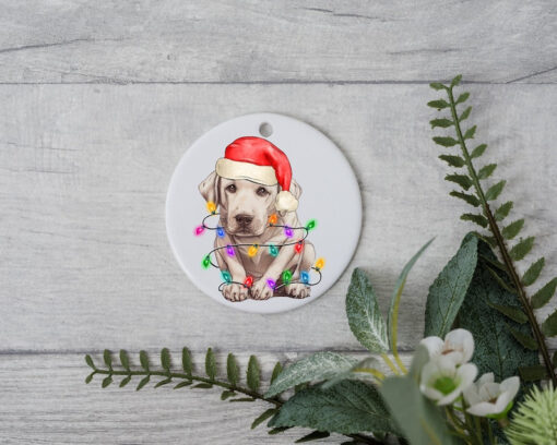 Labrador Retriever Christmas, Personalized Pet Ornament, Custom Dog Christmas Ornament, Personalized Ornament, Dog Santa Hat