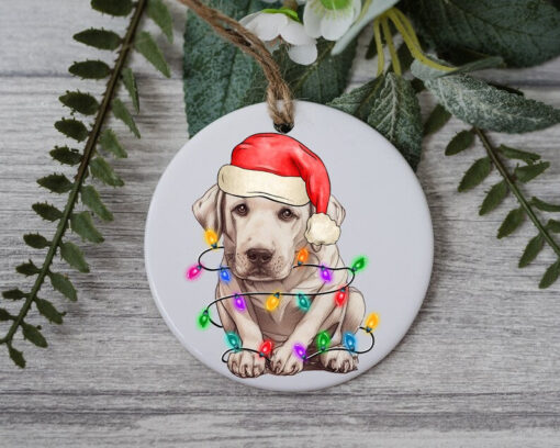 Labrador Retriever Christmas, Personalized Pet Ornament, Custom Dog Christmas Ornament, Personalized Ornament, Dog Santa Hat