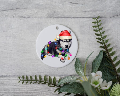 Siberian Dog Christmas, Personalized Pet Ornament, Custom Dog Christmas Ornament, Dog Ornament, Dog Santa Hat