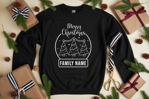 Custom Family Sweatshirt, Custom Xmas Sweat, Christmas Ornaments Sweatshirt, Family Name