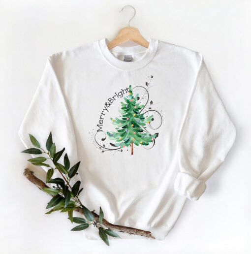 Christmas Sweatshirt, Merry and Bright Shirt, Christmas Tree, Christmas Tshirt, Holiday Shirt, Christmas Shirt