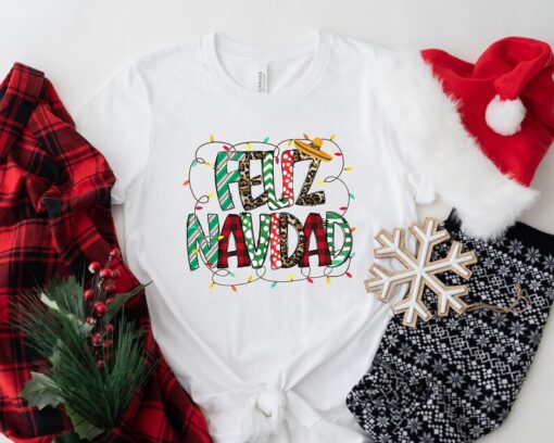 Feliz Navidad Shirt, Merry Christmas Shirt, Latinas Cactus y Sombrero, Mexican Christmas Holiday, Merry Xmas