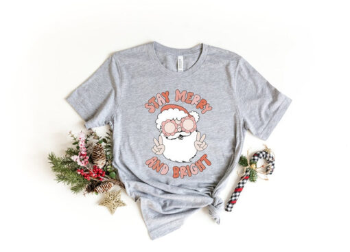 Christmas Shirt, Retro Christmas Shirt, Christmas Sweatshirt, Merry and Bright Shirt, Merry Christmas Shirt