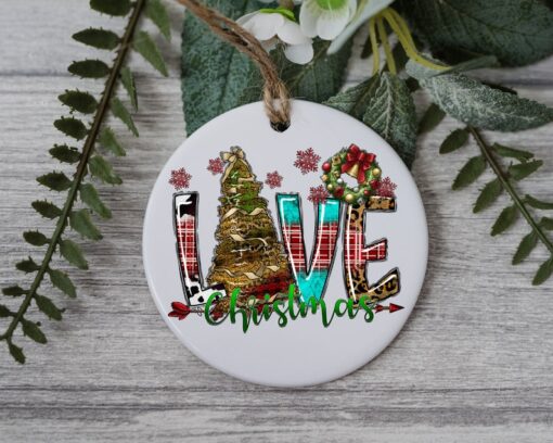 Love Christmas Ornament, Jolly Wish, Happy New Year Ornament, Holidays Ornament, Custom Christmas Ornament