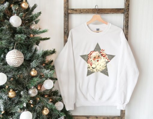 Christmas Sweatshirt, Santa Star Christmas Sweat, Retro Christmas Sweatshirt, Christmas Gift