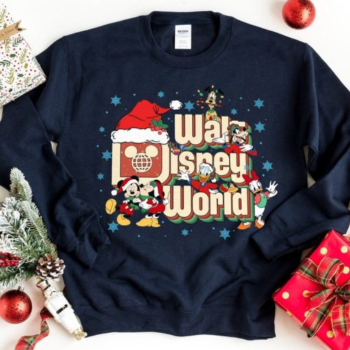 Vintage Walt Disney World Christmas Sweatshirt, Mickey and Friends Christmas Sweatshirt, Disney Family Christmas Shirt