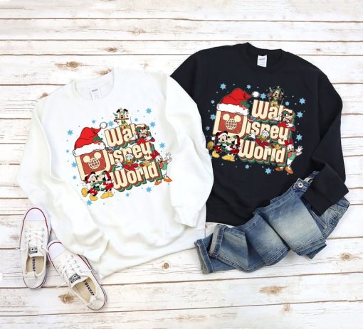 Vintage Walt Disney World Christmas Sweatshirt, Mickey and Friends Christmas Sweatshirt, Disney Family Christmas Shirt