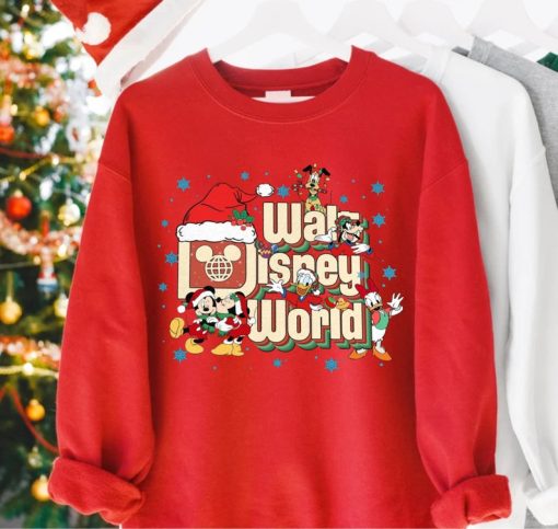 Vintage Walt Disney World Christmas Sweatshirt, Mickey and Friends Christmas Sweatshirt, Disney Family Christmas Shirt