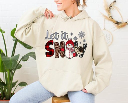 Let it snow hoodie, Snowman Hoodie, Christmas hoodie, Christmas gift hoodie, Snowman graphic hoodie