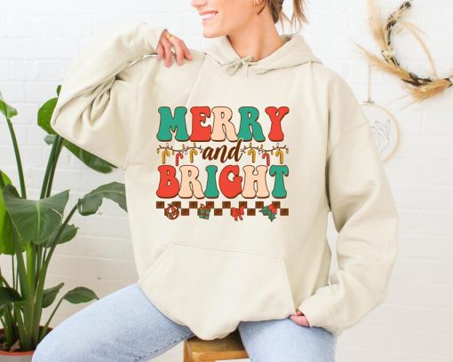 Christmas hoodie, Christmas gift hoodie, Women's hoodie, Merry and Bright shirt