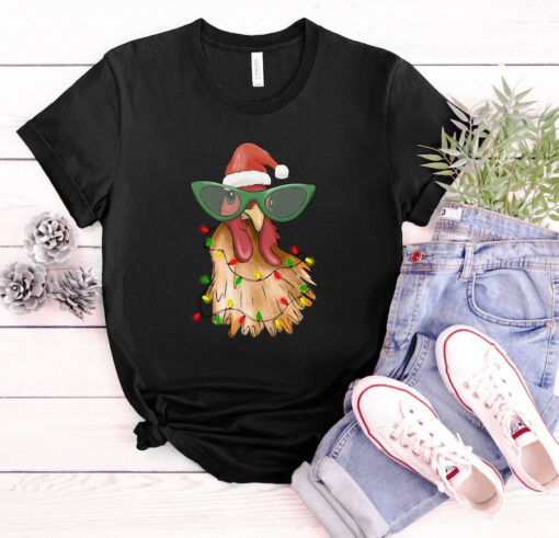 Chicken Christmas Shirt, Farmer Christmas Shirt, Funny Christmas T-shirt, Ugly Christmas Tee Shirt