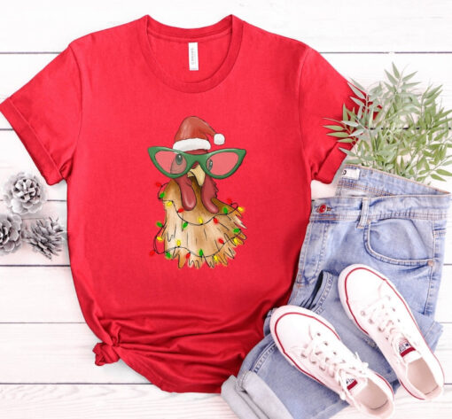 Chicken Christmas Shirt, Farmer Christmas Shirt, Funny Christmas T-shirt, Ugly Christmas Tee Shirt