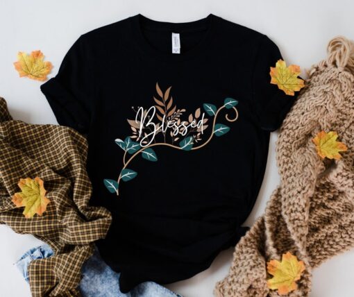 Fall Tees, Blessed Shirt, Cute Fall Tees, Thanksgiving Shirt, Fall Shirts, Womens Fall Shirts, Thankful Shirt, Rosegold