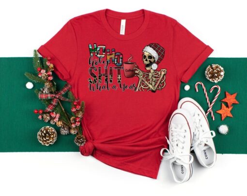 Ho Ho Holy Shit Shirt, Christmas T-Shirt, Cozy Holiday Shirt, Funny Holiday Gift Tees