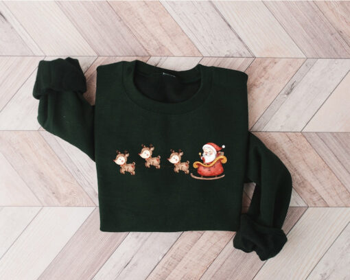 Santa Sweatshirt, Reindeer Sweatshirt, Christmas Sweatshirt, Christmas Shirt, Xmas Shirt, Christmas Gift, Family Shirt