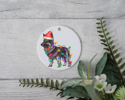 German Shepherd Christmas Light, Personalized Pet Ornament, Custom Dog Christmas Ornament