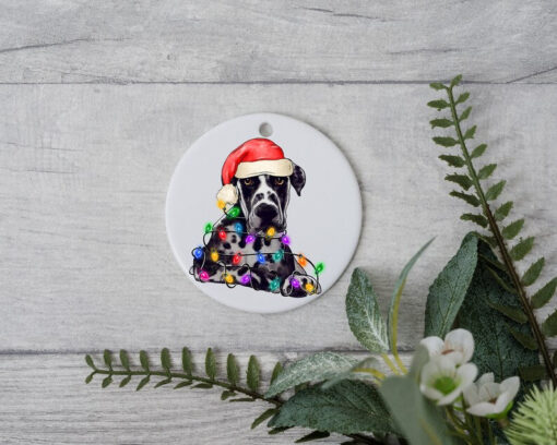 Great Dane Christmas Light, Personalized Pet Ornament W/ Name, Custom Dog Christmas Ornament, Personalized Ornament