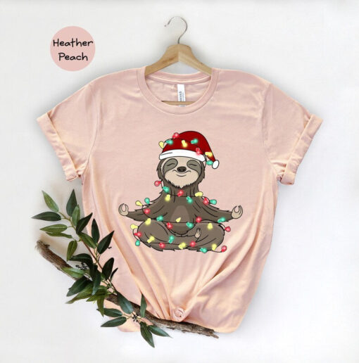 Sloth Christmas Shirt, Merry Slothmas T-Shirt, Christmas Yoga Shirt, Yoga Lover Gift, Sloth Lover Shirt, Woman Pilates Tee