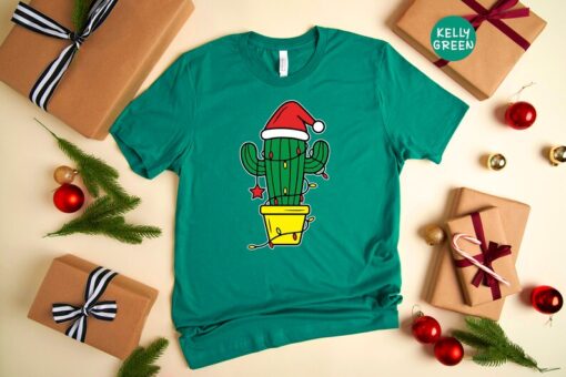 Christmas Lights Cactus Shirt, Holiday Cactus T-Shirt, Cute Cactus Shirt, Xmas Cactus Shirt, Western Christmas Shirt