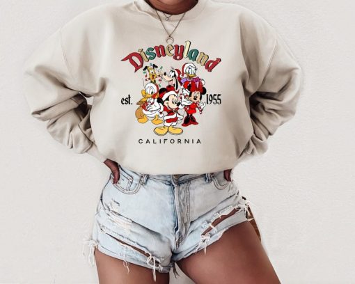 Retro Mickey And Friends Disneyland Christmas Sweatshirt, Disneyland Shirt, Christmas sweat