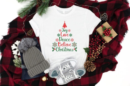 Christmas Sweatshirt, Christmas Peace Shirt, Xmas Believe T-Shirt, Merry Christmas Clothing